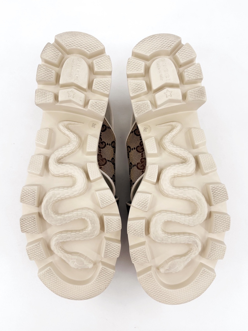 GUCCI GG Supreme Lug Sole Platform Crossover Sandals Cream 38 - Picture 12 of 16